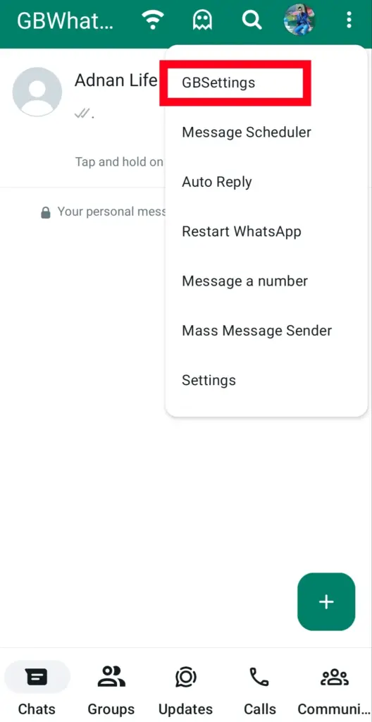 How to go privacy and security option in GB WhtasAPP